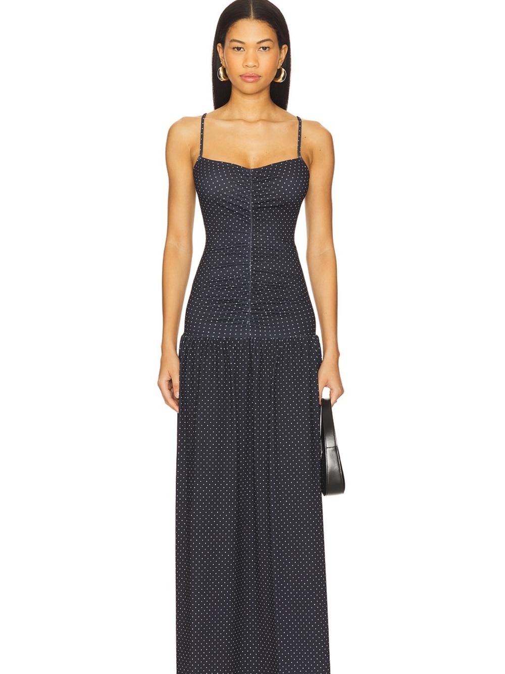 WeWoreWhat Women's Blue Ruched Front Scoop Maxi Dress